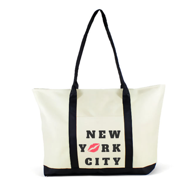 New Y👄ork City Tote Bag-Souvenir Tote bag-Multipurpose-Black/White Kiss Print Canvas Bag | Wander & Wonder
