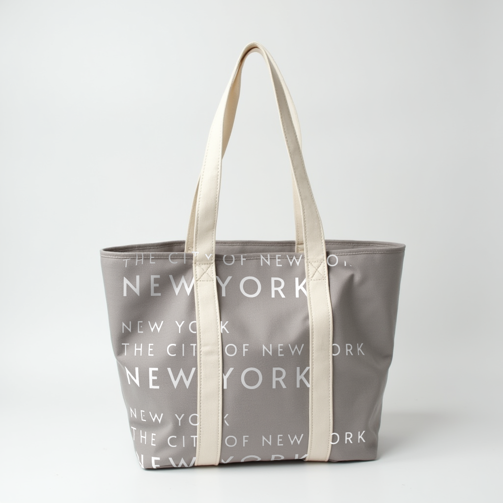 New York Minimalist Tote bag-Elephant Grey-built-in magnet button-designed by wander&wonder in USA