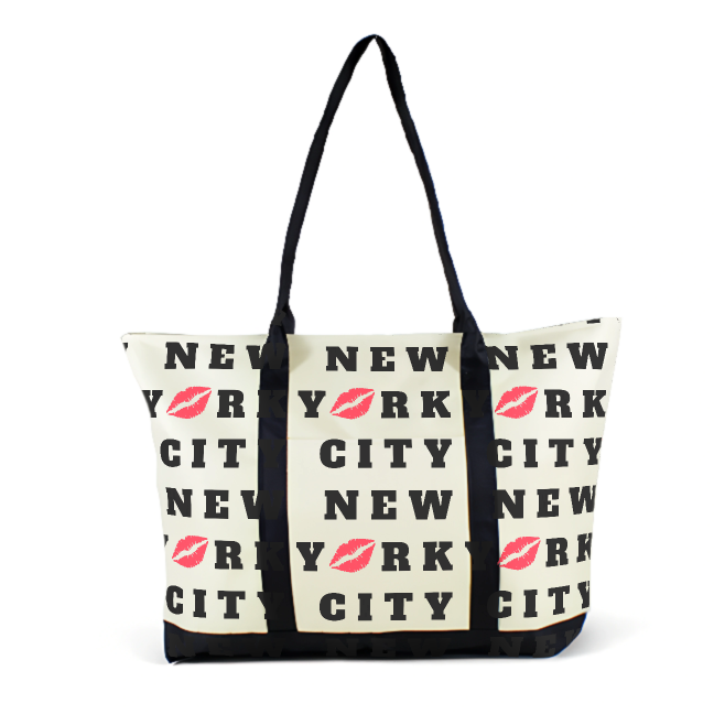 New Y๐ork City Tote Bag-All over print tote bag Souvenir Tote bag-Multipurpose-Black/White Kiss Print Canvas Bag | Wander & Wonder
