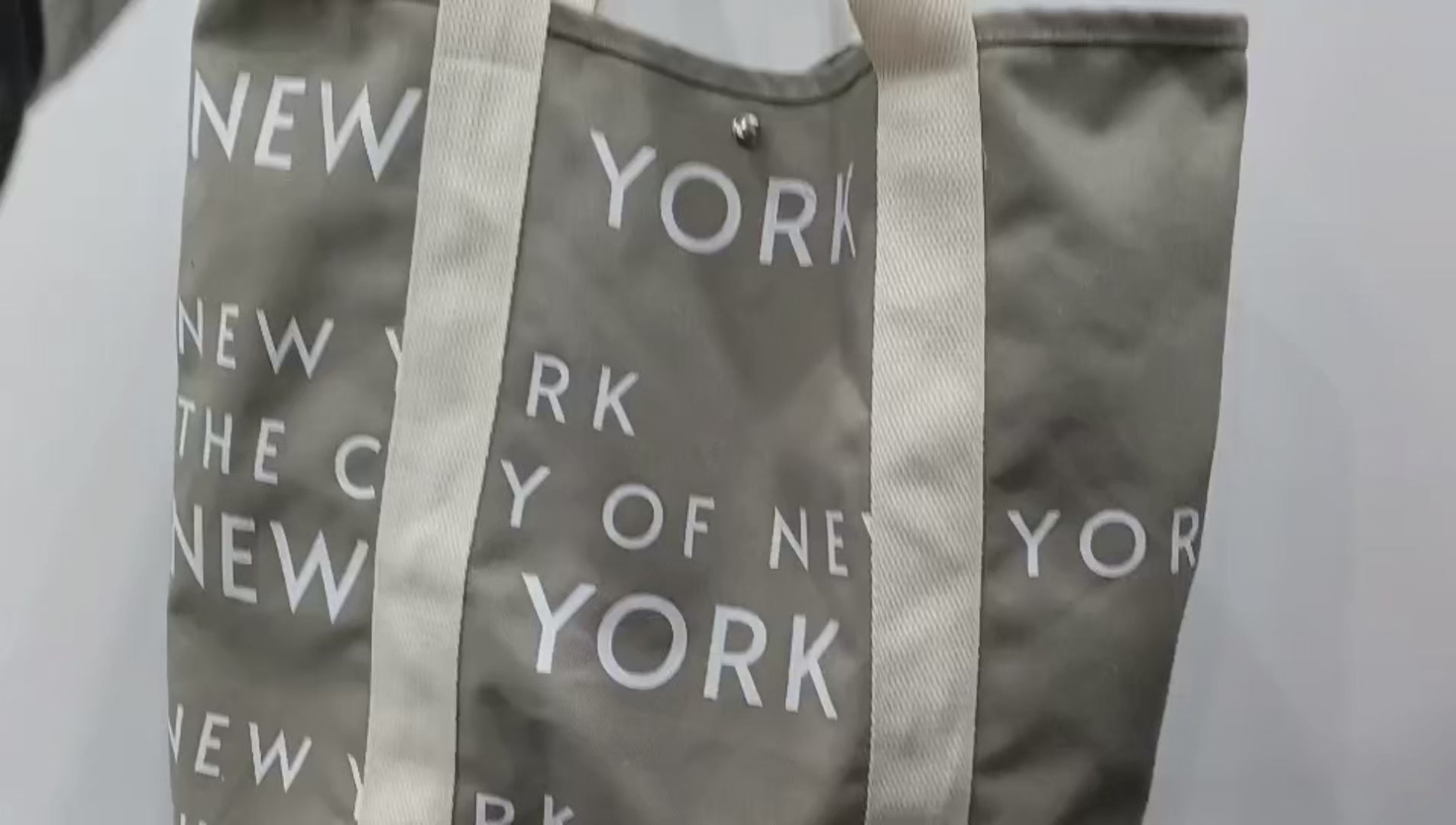 New York Minimalist Tote bag-Elephant Grey-built-in magnet button-designed by wander&wonder in USA