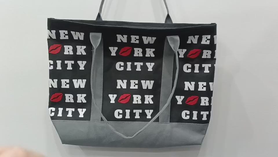 New Y๐ork City Tote Bag-All over print tote bag Souvenir Tote bag-Multipurpose-Black/White Kiss Print Canvas Bag | Wander & Wonder