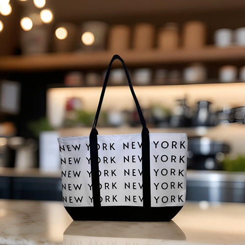Minimalist New York Tote Bag – Typography Print | Urban street style tote bag | Wander & Wonder