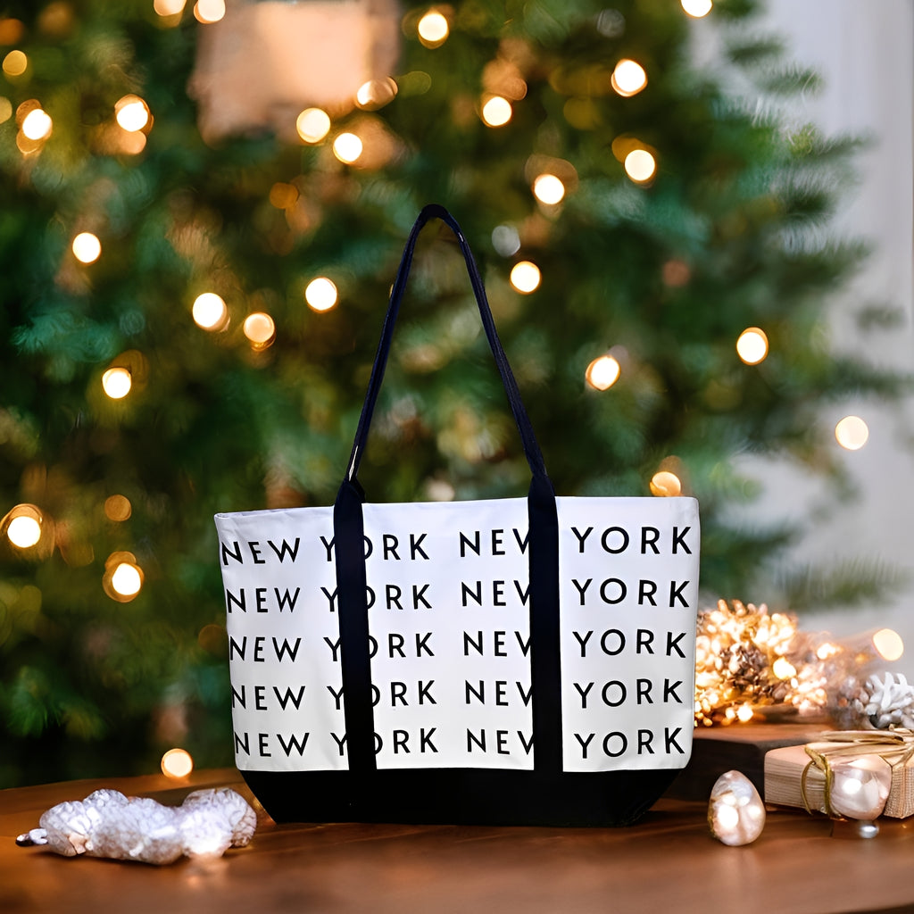 Minimalist New York Tote Bag – Typography Print | Urban street style tote bag | Wander & Wonder