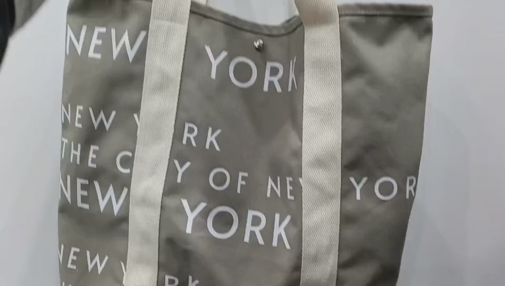 New York Minimalist Tote bag-Elephant Grey-built-in magnet button-designed by wander&wonder in USA